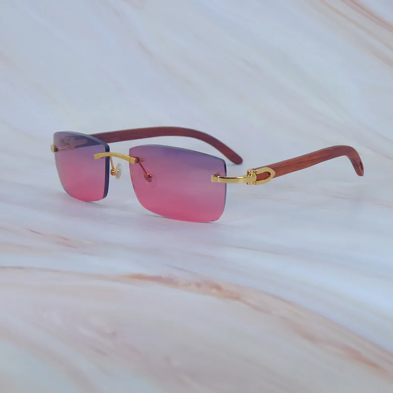 Wood sunglasses rimless luxury designer carter stylish rosewood sunglasses stylish wooden mens eyewear outdoor cool decoration Y2K shades 012 rectangle - Image 3