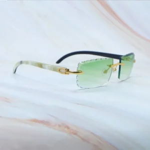 Small diamond cut sunglasses genuine marble buff horn luxury designer carter rimless sunglasses new in cool decoration shades eyewear glasses gold frame LL