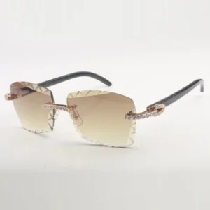 Endless diamond buffs sunglasses with pure white or black buffalo and 58mm cut lenses thickness 3.0mm