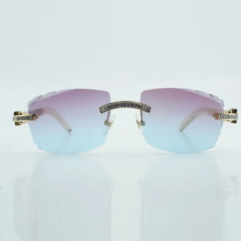 Designer rectangular diamond carved sunglasses with buffalo horn legs and 58mm lens suitable for both men and women - Image 4