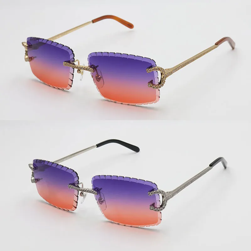 New luxury moissanite rimless sunglasses women man C decoration wire frame sunglasses for women men glasses diamond cut lens outdoors colour 57-18-140mm new - Image 6