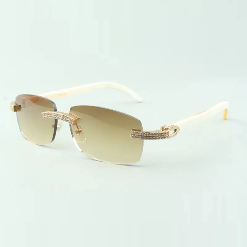 double row diamond buff sunglasses with white buffalo horn legs glasses direct sales size 56-18-140mm - Image 6