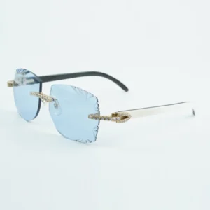 Designer product endless diamond with natural black mixed buffalo horn and large cut lens with a thickness of 3.0 and dimensions of 18-140mm