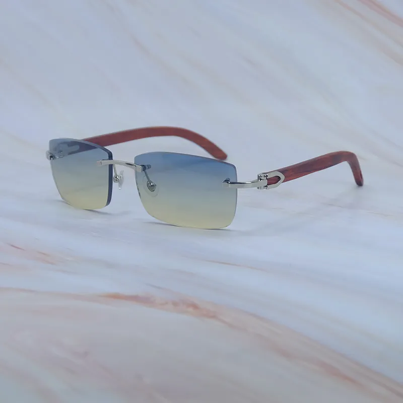 Wood sunglasses rimless luxury designer carter stylish rosewood sunglasses stylish wooden mens eyewear outdoor cool decoration Y2K shades 012 rectangle - Image 6