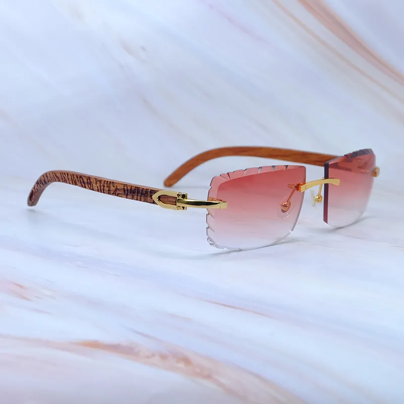 Craved wood sunglasses mens vintage luxury carter sun glassses wood small diamond cut me mens decoration 012 gold frame tiger wood - Image 2