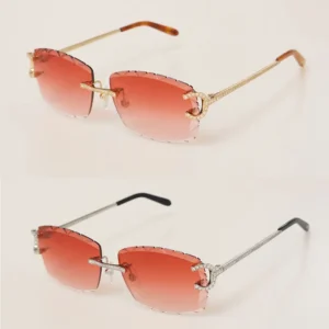 Luxury moissanite rimless sunglasses women and man decoration wire frame sunglasses for women and men glasses diamond cut lens outdoor colour 60-18-140mm new gafas fe sol