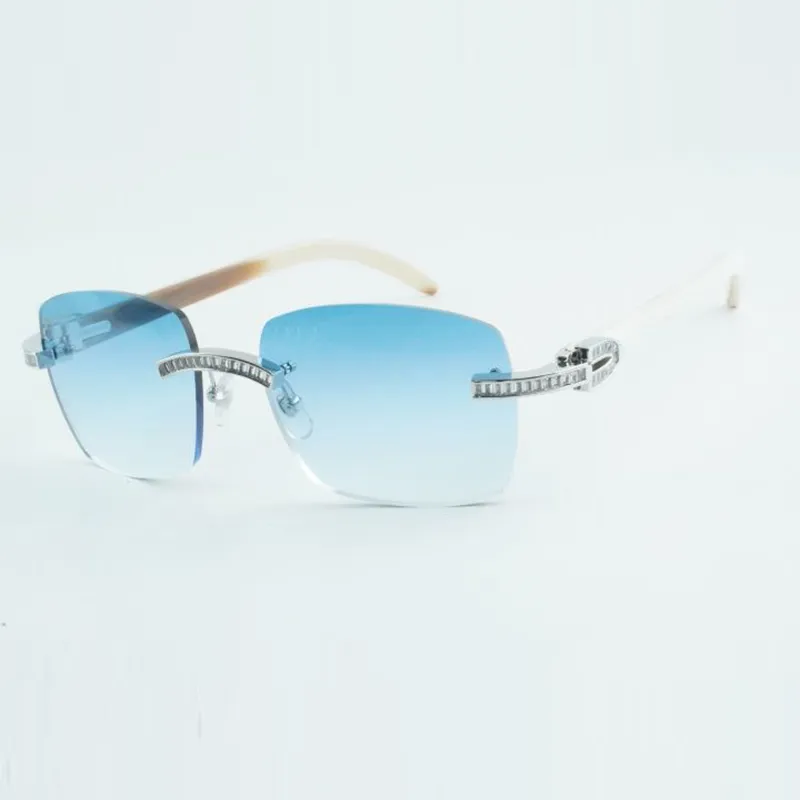 Designer rectangular diamond sunglasses lenses natural white buffalo horn legs 18-140mm - Image 8