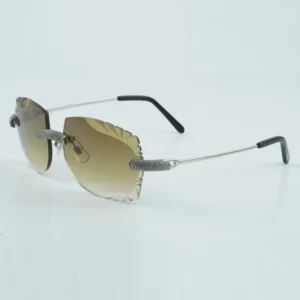 Designer sunglasses ultra light metal diamond wires leg glasses and cutting lenses 3.0 thickness size 18 -135mm