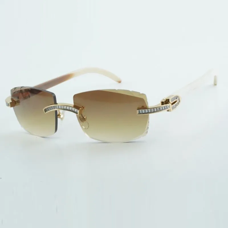 Designer rectangular diamond carved sunglasses with buffalo horn legs and 58mm lens suitable for both men and women - Image 5