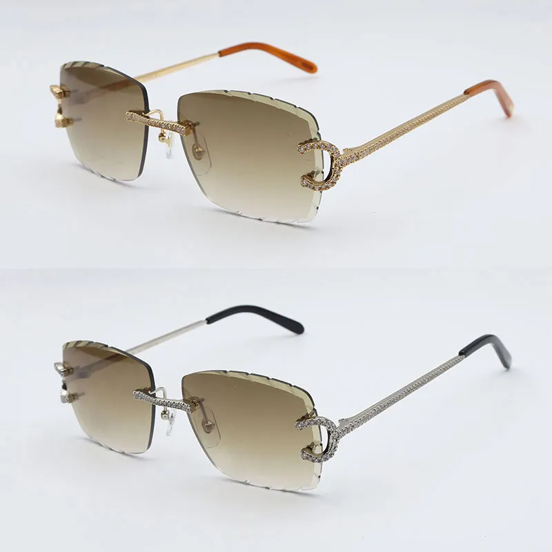 New luxury moissanite diamond set rimless sunglasses womens handmade big stones diamond sun glasses original limited edition glasses men women gafas de sol - Image 4