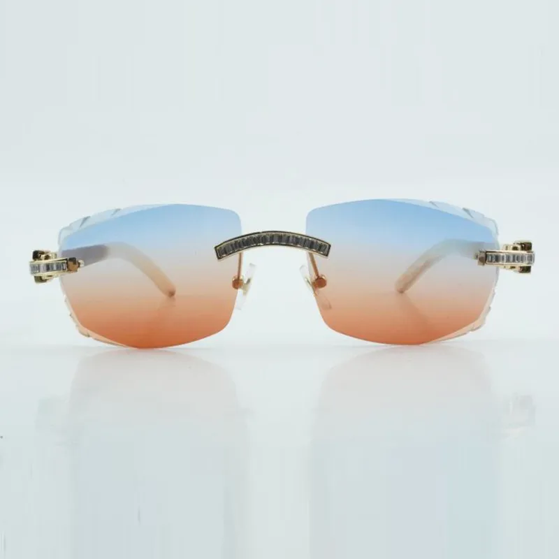 Designer rectangular diamond carved sunglasses with buffalo horn legs and 58mm lens suitable for both men and women - Image 9