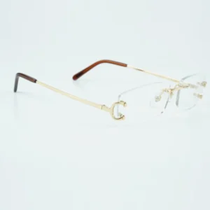 New fashionable ultra light metal transparent lenses casual claw shaped metal sideburns sunglasses size 55-18-135mm