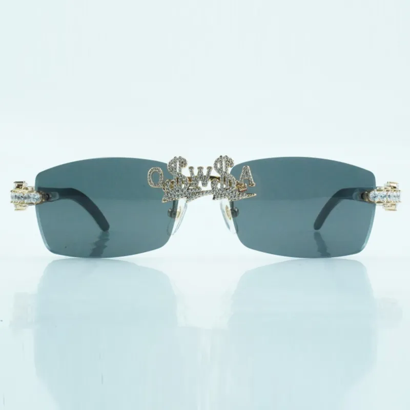 Fashion diamond nose bridge letter customization sunglasses natural mixed buffalo horn legs 18-140mm support customized - Image 5