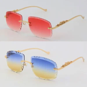 Setal rimless series sunglasses diamond cut outdoor design classical model glasses luxury frame gradient lens sun glasses 18k gold new