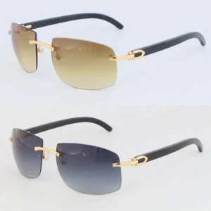 New original black buffalo horn sunglasses metal rimless male female large square sun glasses design classical model man women frames sandy beach adumbral