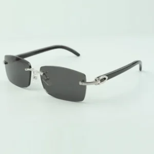 Plain buffs sunglasses with black buffalo horn legs and 56mm lenses for unisex