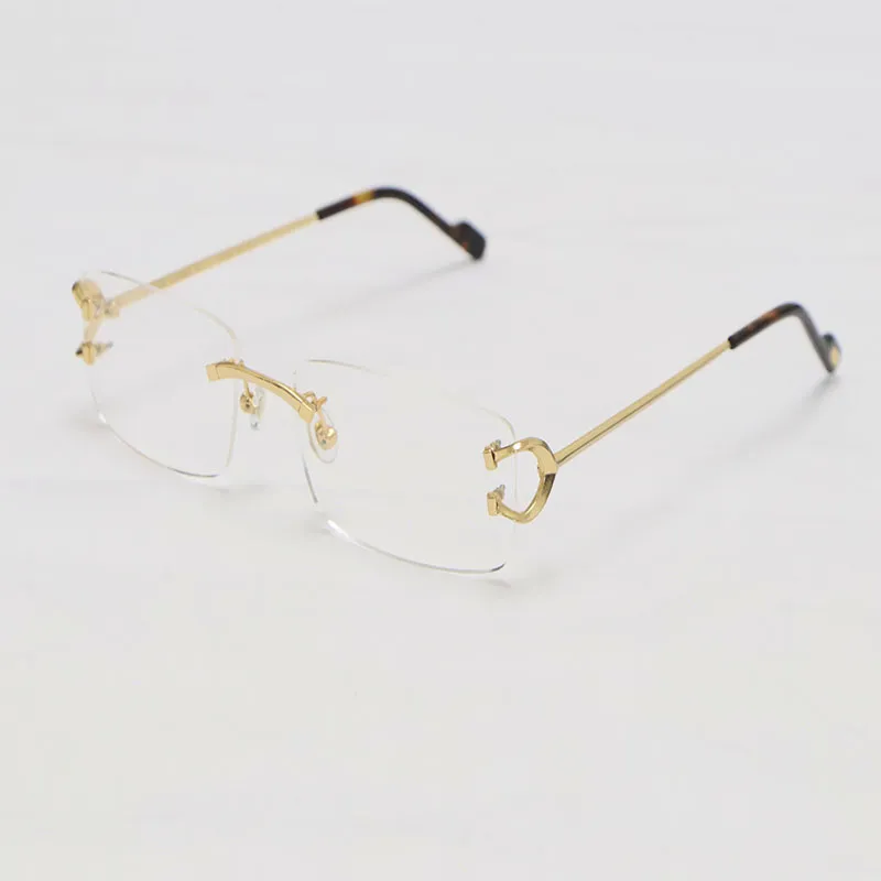 Latest fashion luxury rimless metal sunglasses man and woman frame high quality 18k gold lens designer sunglasses frame size 57-18-145mm - Image 2