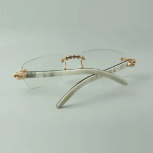 Designer bouquet diamond glasses frames with natural mixed buffalo horn temples for unisex