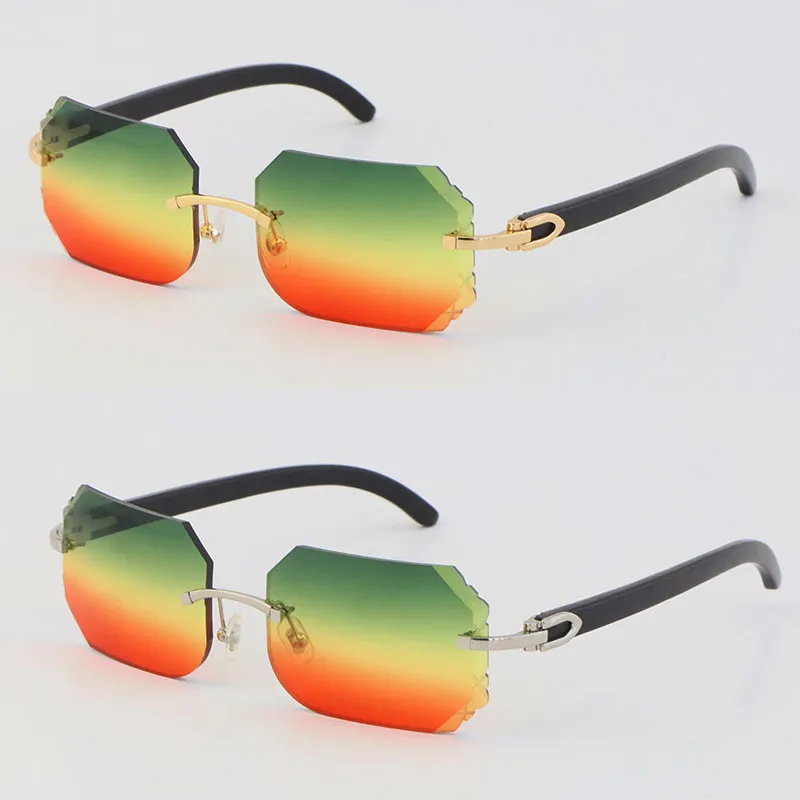 2022 New rimless sunglasses black buffalo horn sun glasses fashion C decoration 18k gold frame large square frame male and female - Image 7