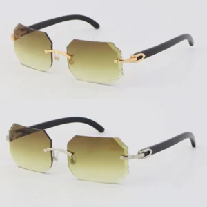 2022 New rimless sunglasses black buffalo horn sun glasses fashion C decoration 18k gold frame large square frame male and female
