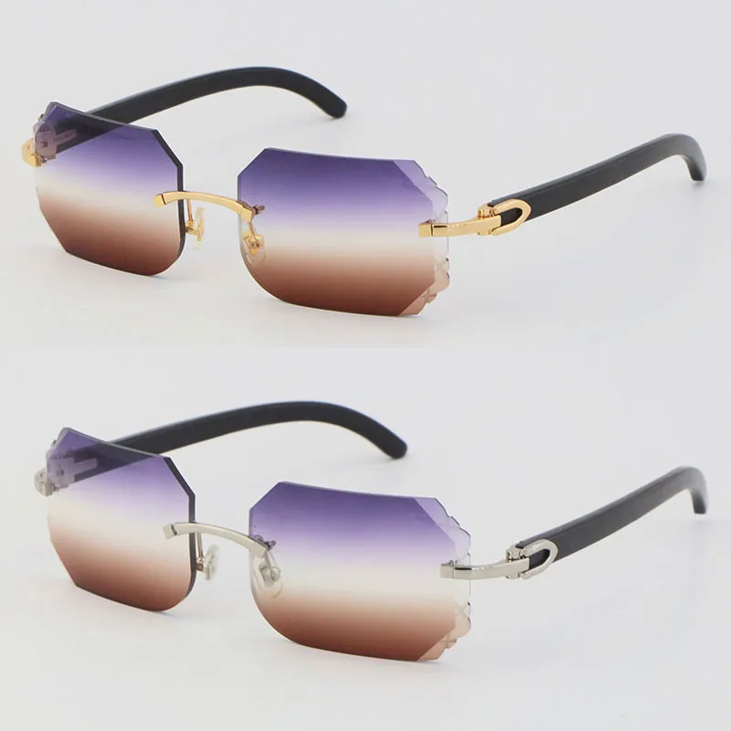 2022 New rimless sunglasses black buffalo horn sun glasses fashion C decoration 18k gold frame large square frame male and female - Image 2