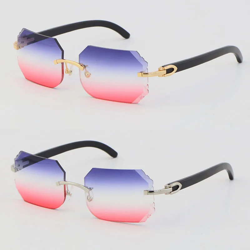 2022 New rimless sunglasses black buffalo horn sun glasses fashion C decoration 18k gold frame large square frame male and female - Image 3