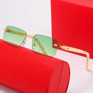 Cartierglasses lunette square mens sunglasses designer women sunglasses metal carti design gold red mirror anti uv wood buffalo horn glasses discolora cartierly
