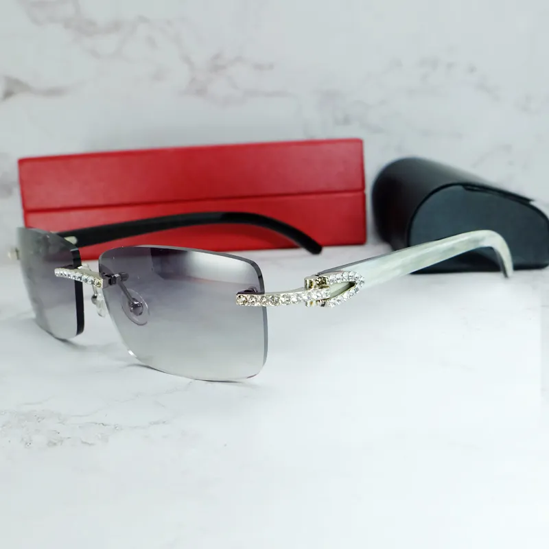 Cartiergloses lunette 2023 sunglasses men luxury carter cubic zircon buffalo horn rimls rhintone iced out buffs women shad eyewear cartierly - Image 8