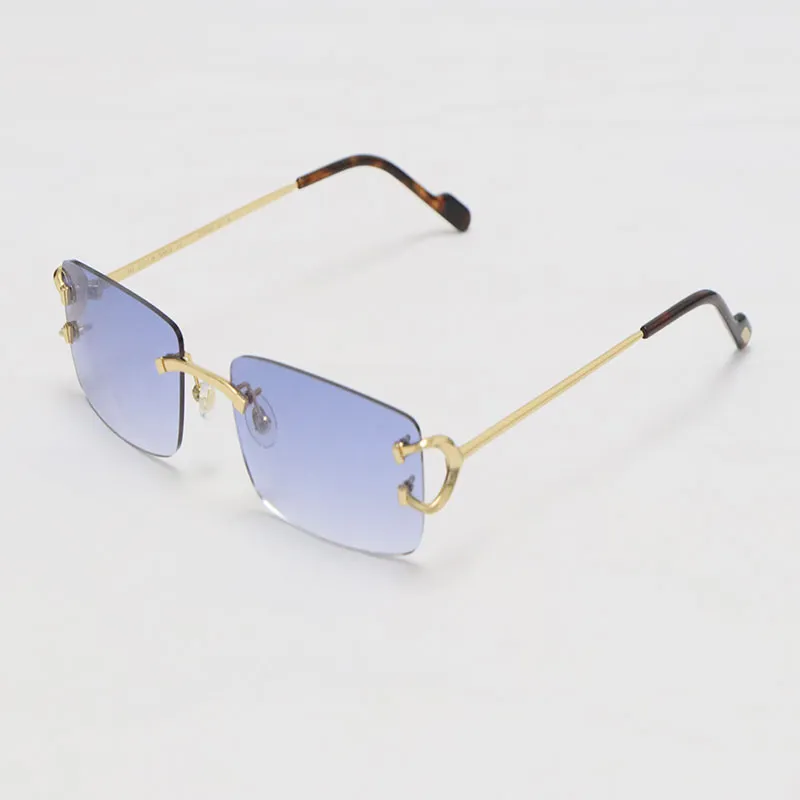 Latest fashion luxury rimless metal sunglasses man and woman frame high quality 18k gold lens designer sunglasses frame size 57-18-145mm - Image 7