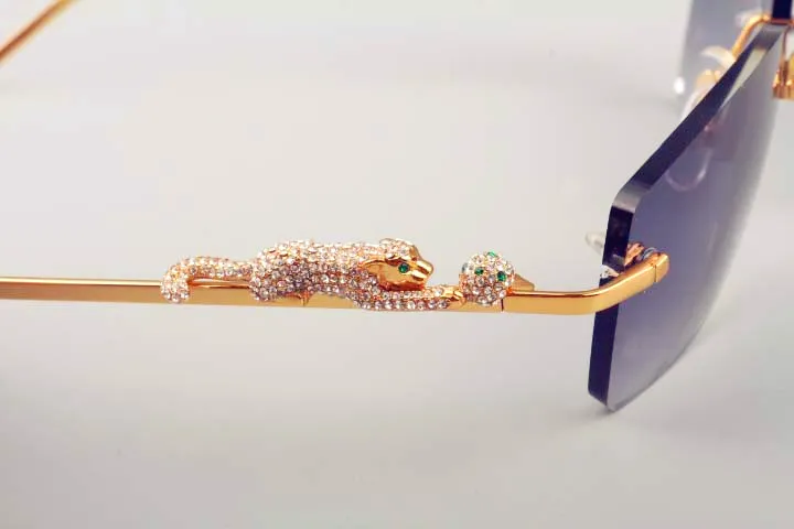 Ultra light square leopard diamond gold temple sunglasses fashion men sunglasses sun visor - Image 2