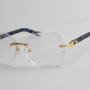 Rimless marble blue plank sunglasses adumbral high quality fashion eyewear vintage outdoors driving glasses male and female