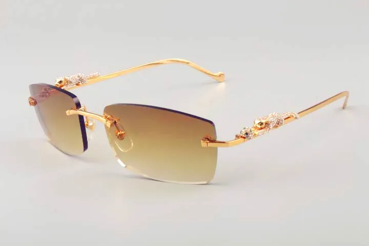 Ultra light square leopard diamond gold temple sunglasses fashion men sunglasses sun visor - Image 6