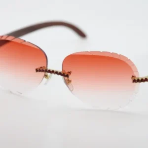 Rimless smaller big stones sunglasses wood glasses mirror lens shield high quality C decoration optical unisex