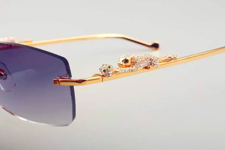 Ultra light square leopard diamond gold temple sunglasses fashion men sunglasses sun visor - Image 5