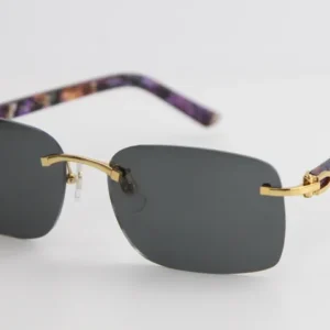 Rimless sunglasses marble plaid plank optical sunglasses fashion high quality eyewear mirror lens unisex