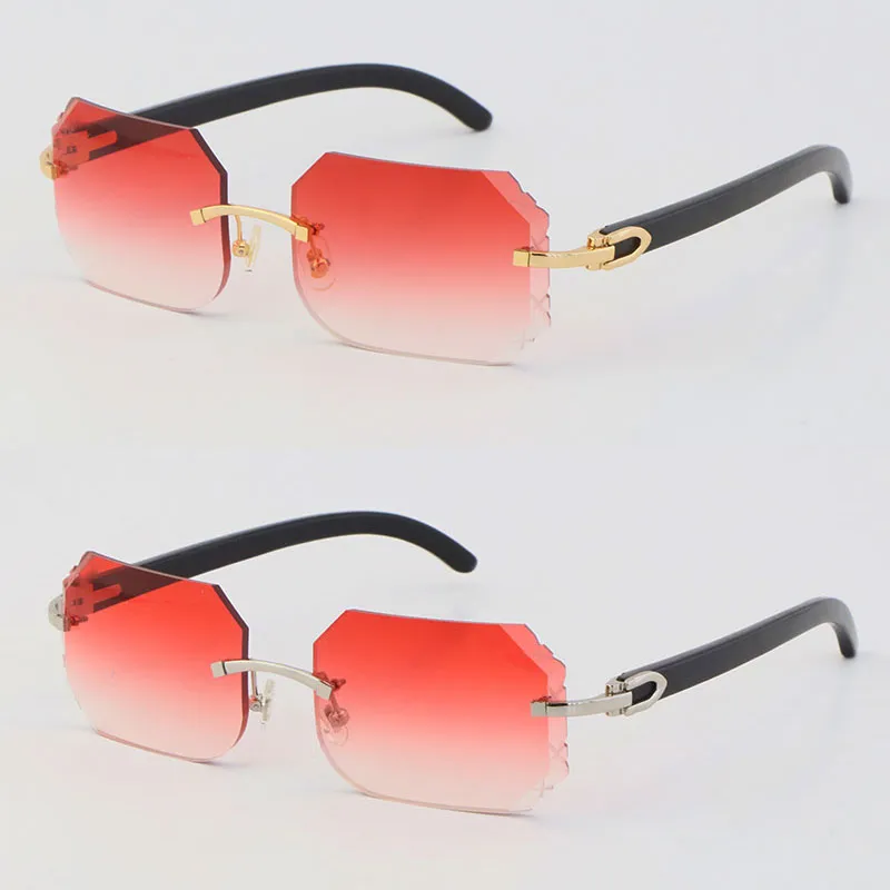 2022 New rimless sunglasses black buffalo horn sun glasses fashion C decoration 18k gold frame large square frame male and female - Image 5