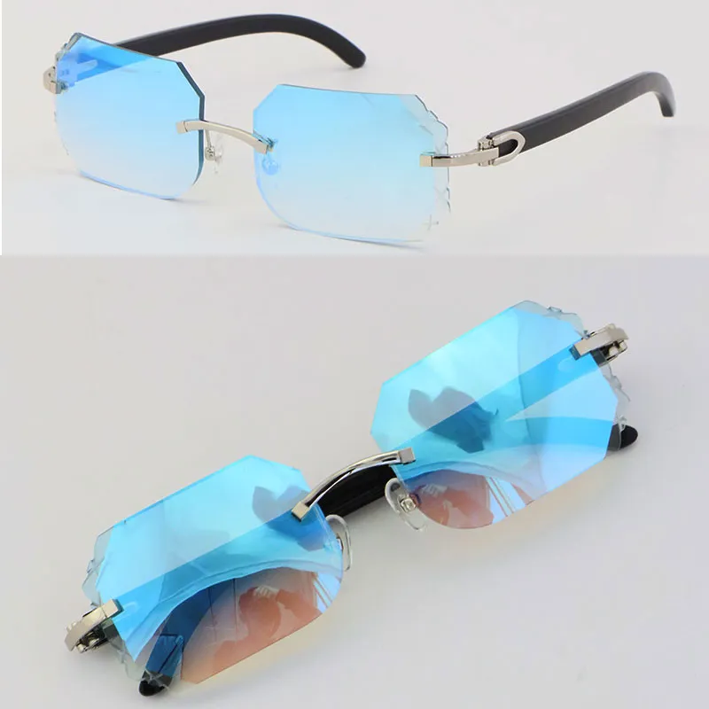 2022 New rimless sunglasses black buffalo horn sun glasses fashion C decoration 18k gold frame large square frame male and female - Image 8