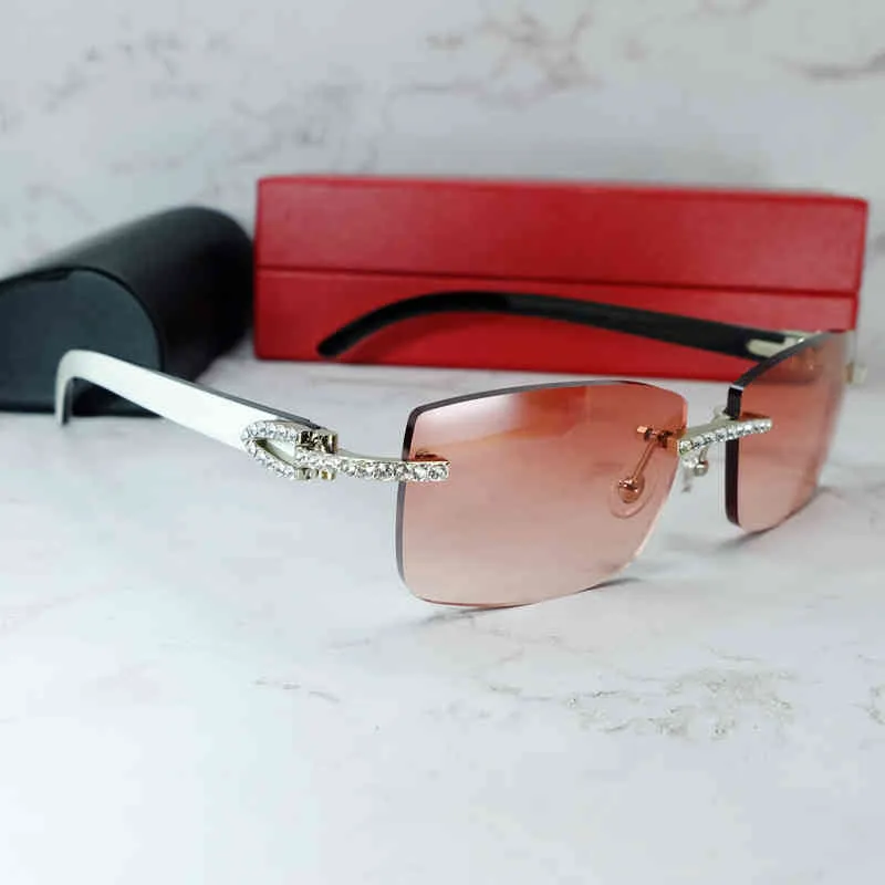 Cartiergloses lunette 2023 sunglasses men luxury carter cubic zircon buffalo horn rimls rhintone iced out buffs women shad eyewear cartierly - Image 9
