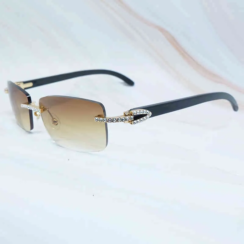 Cartiergloses lunette 2023 sunglasses men luxury carter cubic zircon buffalo horn rimls rhintone iced out buffs women shad eyewear cartierly - Image 2