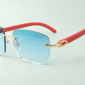 Classic designer sunglasses red wooden temple glasses size 18-135mm