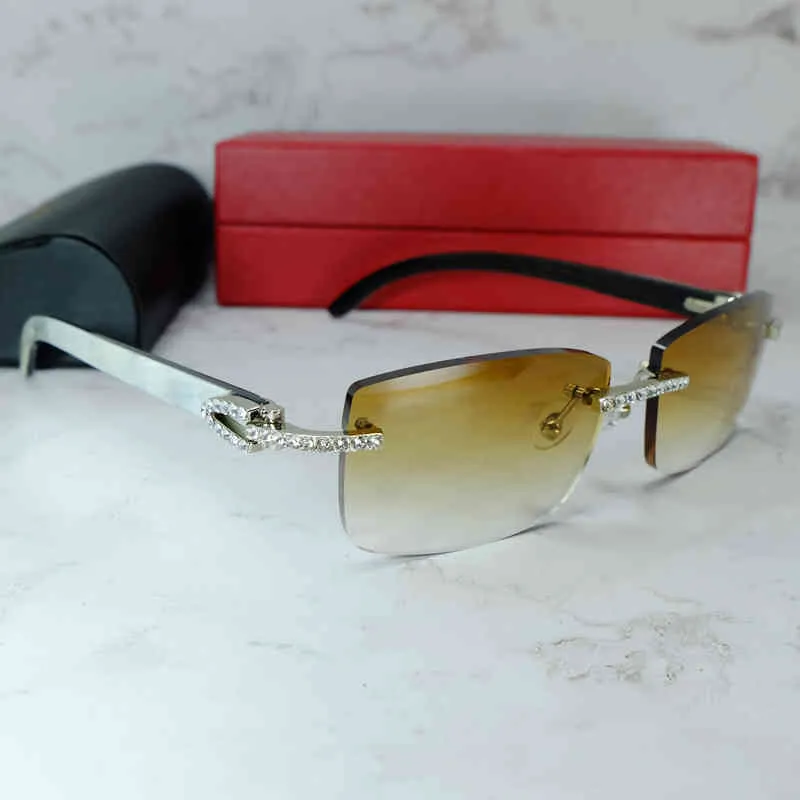 Cartiergloses lunette 2023 sunglasses men luxury carter cubic zircon buffalo horn rimls rhintone iced out buffs women shad eyewear cartierly - Image 4