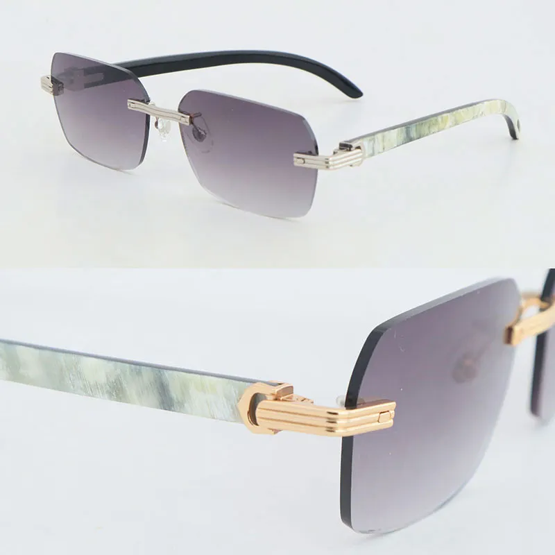 New Designer Model Rimless Sunglasses Woman White Inside Black Buffalo Horn 02868 glasses 18k Gold Women Large Square Glasses Driving Sunglass Size 58-18-140M - Image 7