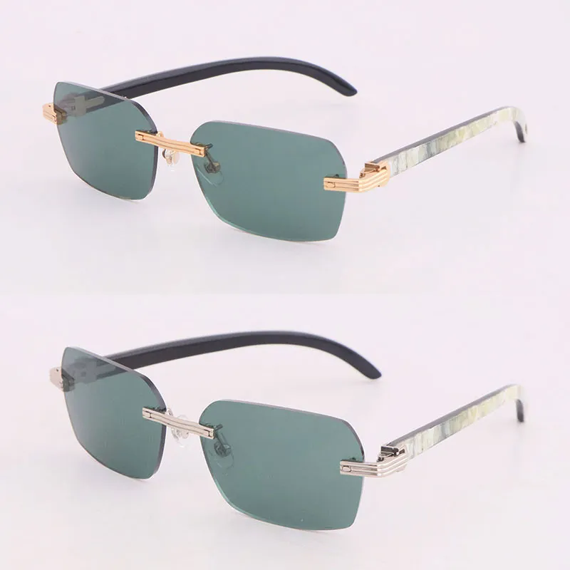 New Designer Model Rimless Sunglasses Woman White Inside Black Buffalo Horn 02868 glasses 18k Gold Women Large Square Glasses Driving Sunglass Size 58-18-140M - Image 6