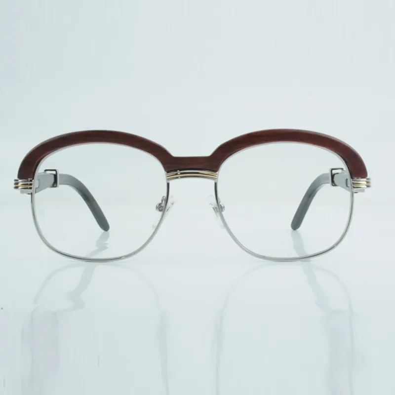 New high-grade natural wood slant support sunglasses Fashion high-end glasses Wood eyebrow black mixed buffalo horn legs sunglasses 1116728 Size 60-18-140mm - Image 2