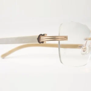 Buffs glasses frames 0286O with natural white buffalo horns sticks and 56mm clear lenses 02860 02868