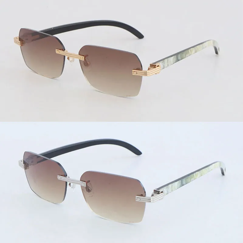 New Designer Model Rimless Sunglasses Woman White Inside Black Buffalo Horn 02868 glasses 18k Gold Women Large Square Glasses Driving Sunglass Size 58-18-140M - Image 8