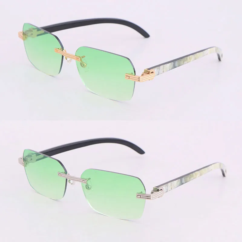 New Designer Model Rimless Sunglasses Woman White Inside Black Buffalo Horn 02868 glasses 18k Gold Women Large Square Glasses Driving Sunglass Size 58-18-140M - Image 3