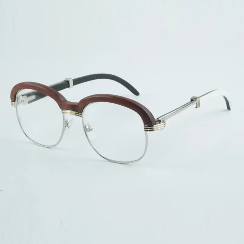 New high-grade natural wood slant support sunglasses Fashion high-end glasses Wood eyebrow black mixed buffalo horn legs sunglasses 1116728 Size 60-18-140mm - Image 3