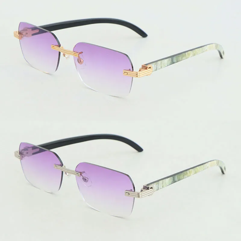 New Designer Model Rimless Sunglasses Woman White Inside Black Buffalo Horn 02868 glasses 18k Gold Women Large Square Glasses Driving Sunglass Size 58-18-140M - Image 4