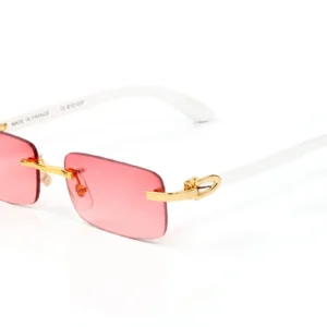 Mens Designer Glasses Sunglasses Frameless Optical Frame Peach Head Composite Gold Metal Buffalo Horn Sun Glasses Classic Rectangular Wooden Womens Eyeglasses